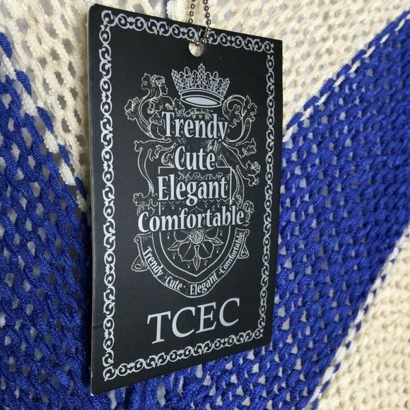 TCEC Crochet Stitch Fix Open Front Cardigan Roxanna NEW Size Small blue cream - Picture 4 of 5